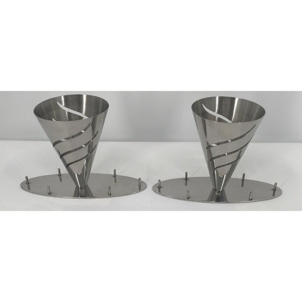 Fortessa French Fry Holder‎ Double Dip Holder Silver Sturdy Lot Of 2